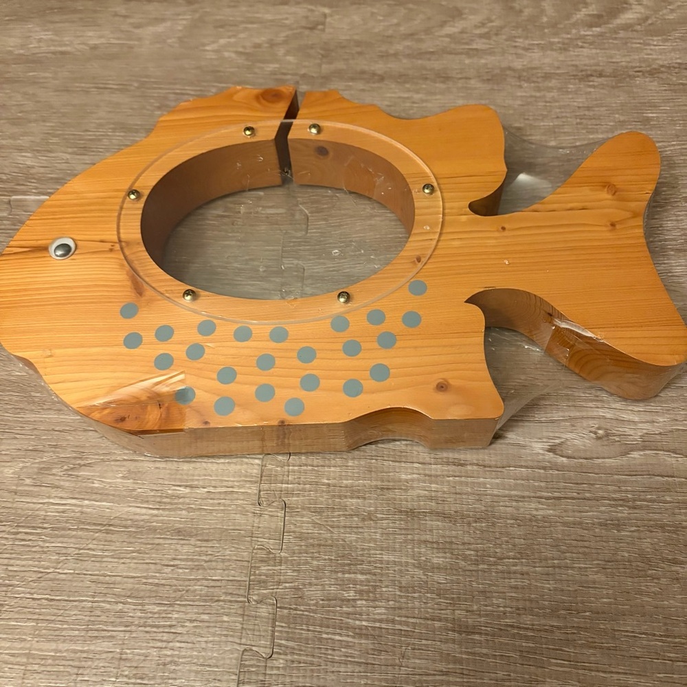 Vintage Wooden Fish Piggy Bank New In Plastic